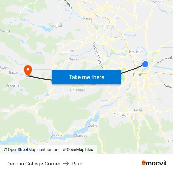 Deccan College Corner to Paud map