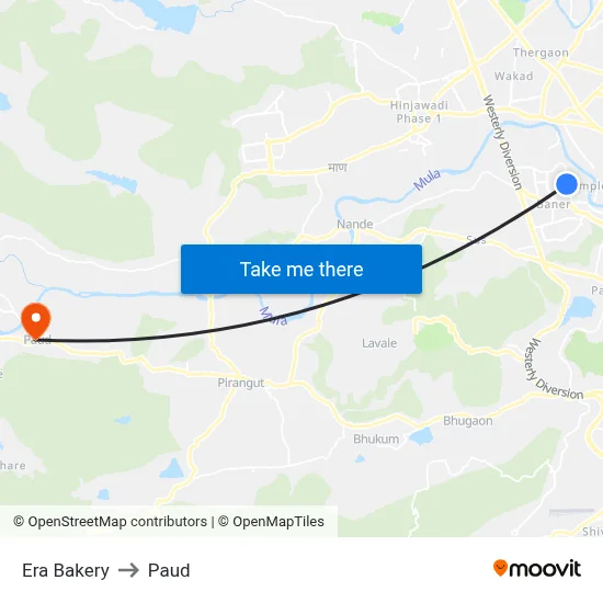 Era Bakery to Paud map