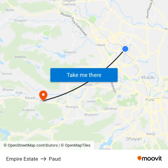 Empire Estate to Paud map
