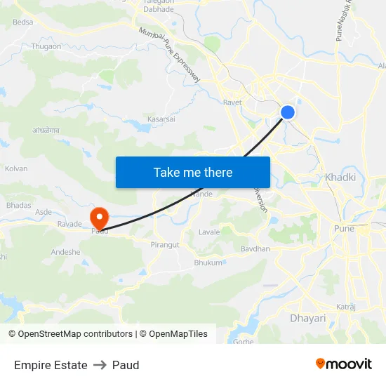 Empire Estate to Paud map