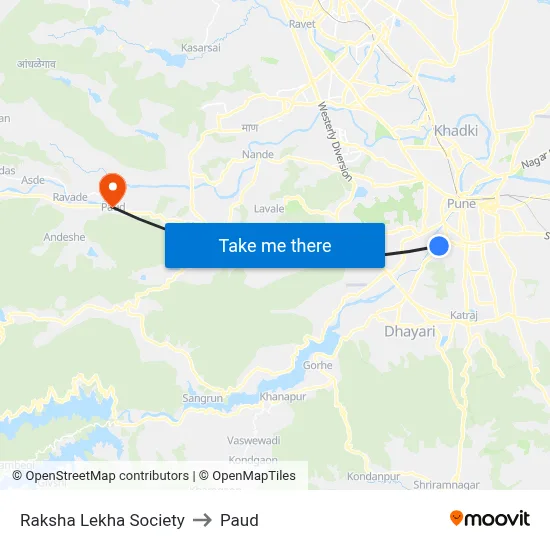 Raksha Lekha Society to Paud map
