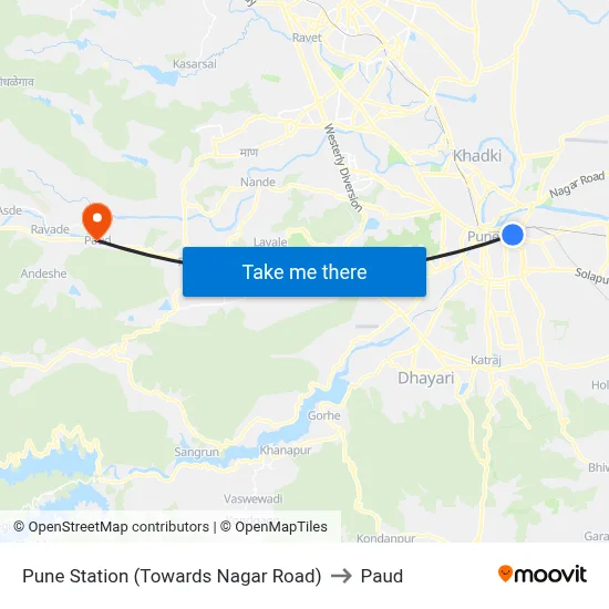 Pune Station (Towards Nagar Road) to Paud map