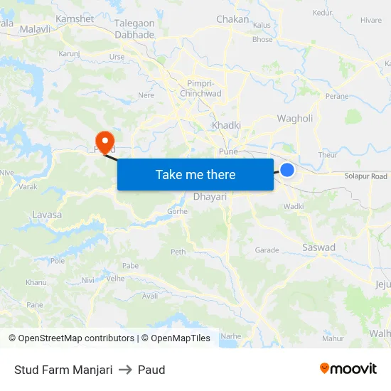 Stud Farm Manjari to Paud map