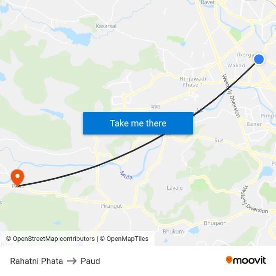 Rahatni Phata to Paud map