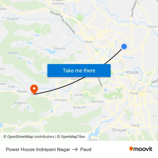 Power House Indrayani Nagar to Paud map