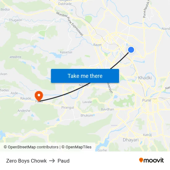Zero Boys Chowk to Paud map