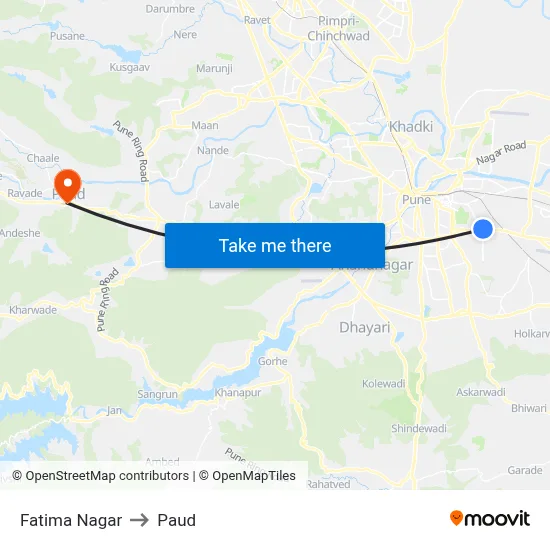 Fatima Nagar to Paud map