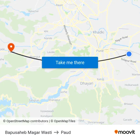 Bapusaheb Magar Wasti to Paud map