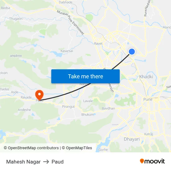 Mahesh Nagar to Paud map
