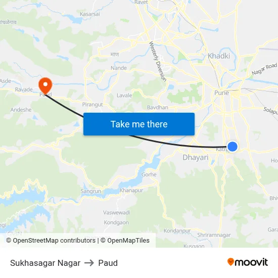 Sukhasagar Nagar to Paud map