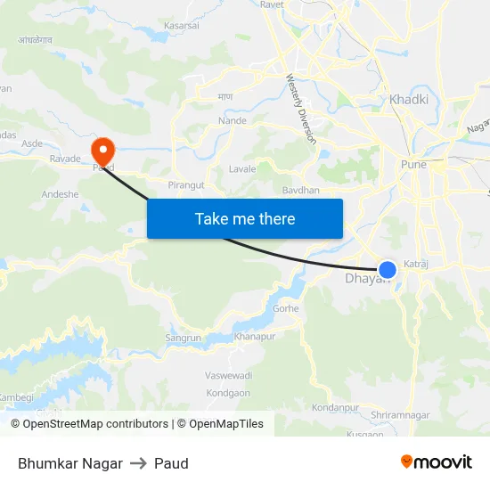 Bhumkar Nagar to Paud map