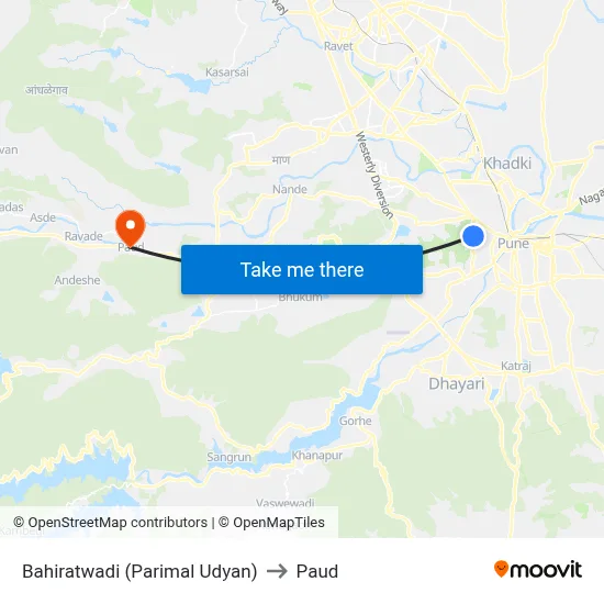 Bahiratwadi (Parimal Udyan) to Paud map
