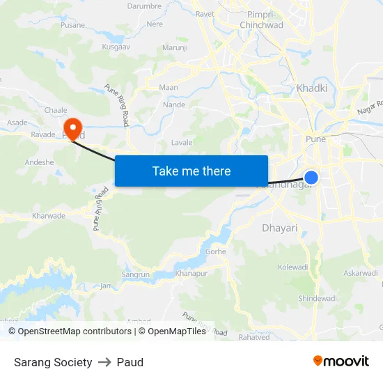 Sarang Society to Paud map