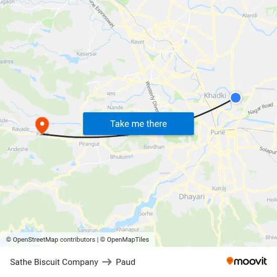 Sathe Biscuit Company to Paud map