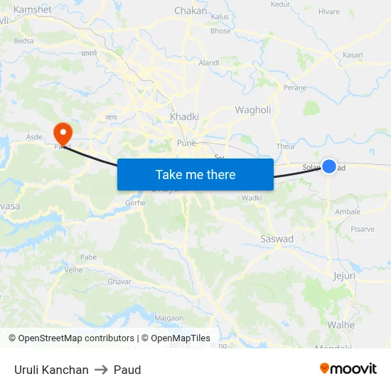 Uruli Kanchan to Paud map
