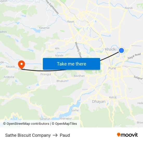Sathe Biscuit Company to Paud map
