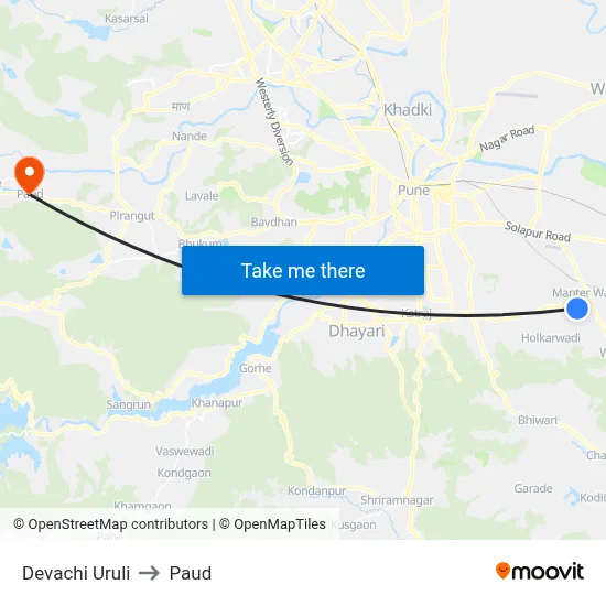 Devachi Uruli to Paud map