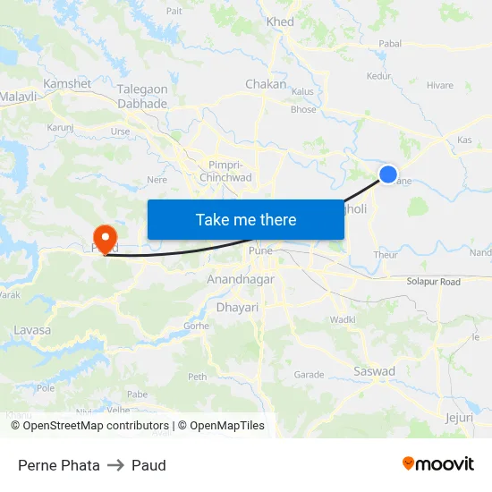 Perne Phata to Paud map