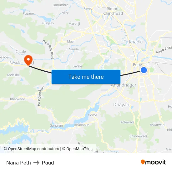 Nana Peth to Paud map