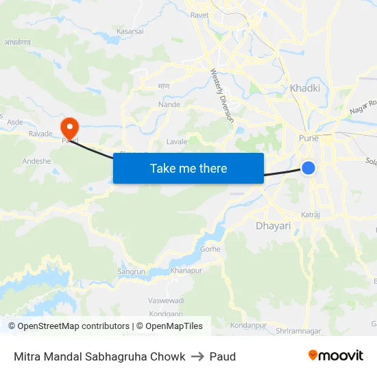 Mitra Mandal Sabhagruha Chowk to Paud map
