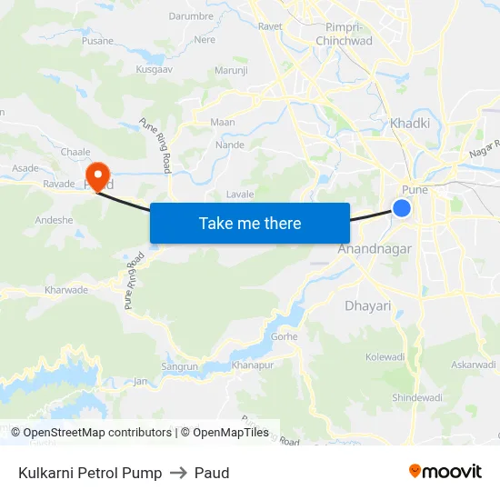 Kulkarni Petrol Pump to Paud map