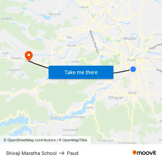 Shivaji Maratha School to Paud map