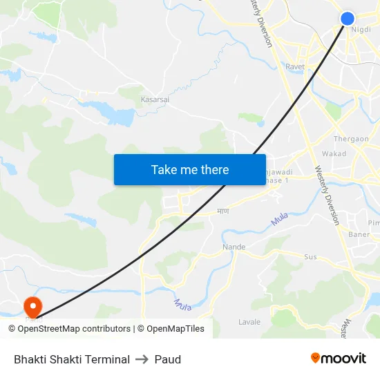 Bhakti Shakti Terminal to Paud map