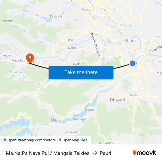 Ma.Na.Pa Nava Pul / Mangala Talkies to Paud map