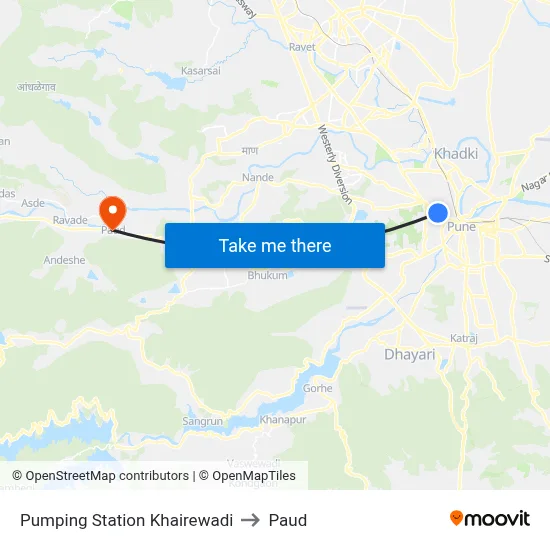 Pumping Station Khairewadi to Paud map