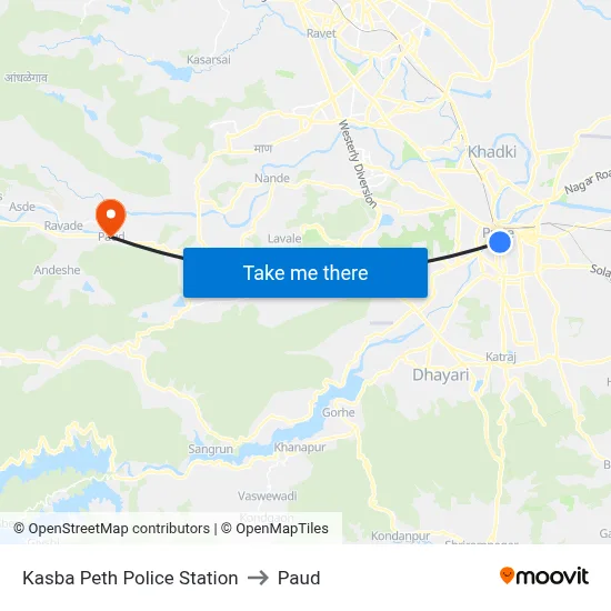 Kasba Peth Police Station to Paud map