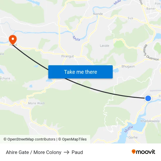 Ahire Gate / More Colony to Paud map