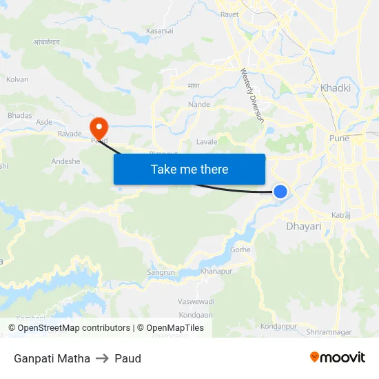 Ganpati Matha to Paud map