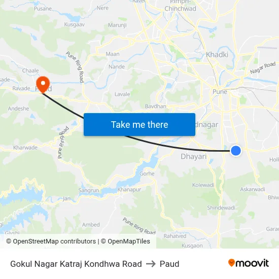 Gokul Nagar Katraj Kondhwa Road to Paud map