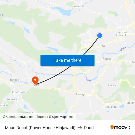 Maan Depot (Power House Hinjawadi) to Paud map