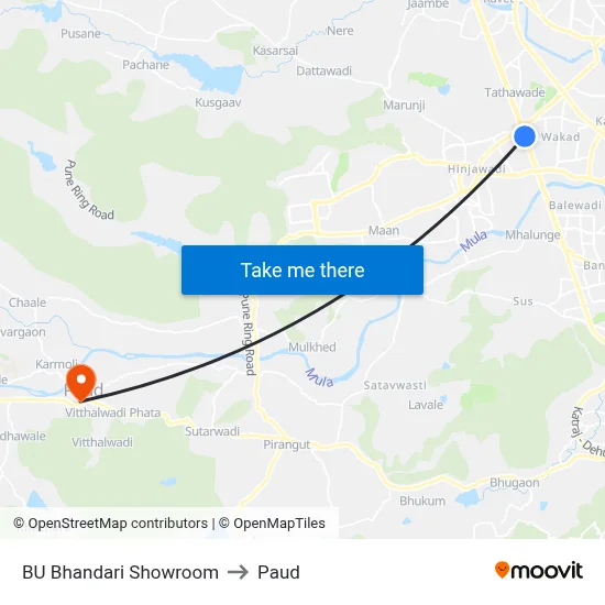BU Bhandari Showroom to Paud map