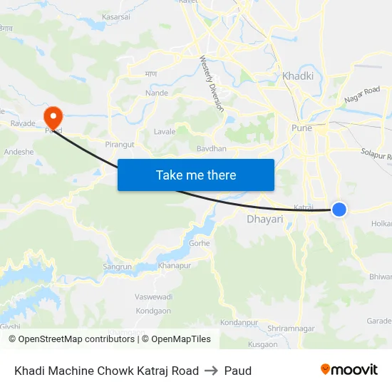 Khadi Machine Chowk Katraj Road to Paud map