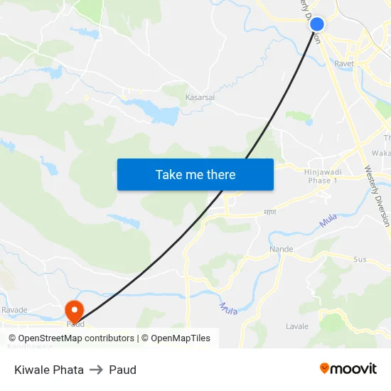 Kiwale Phata to Paud map