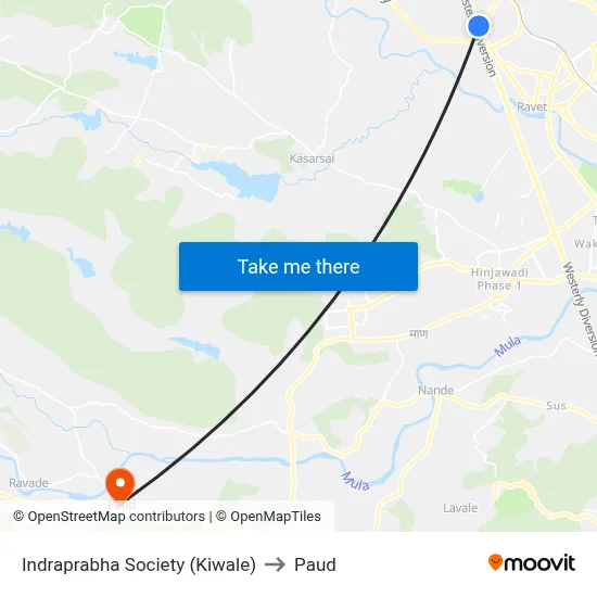 Indraprabha Society (Kiwale) to Paud map