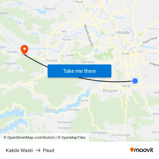 Kakde Wasti to Paud map