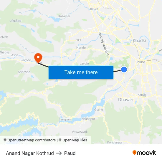 Anand Nagar Kothrud to Paud map