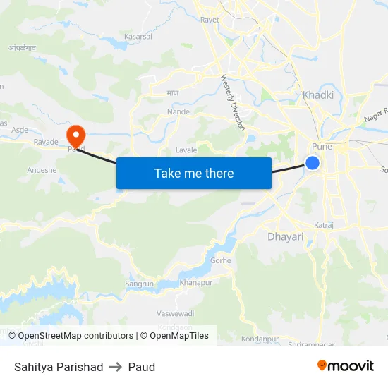 Sahitya Parishad to Paud map