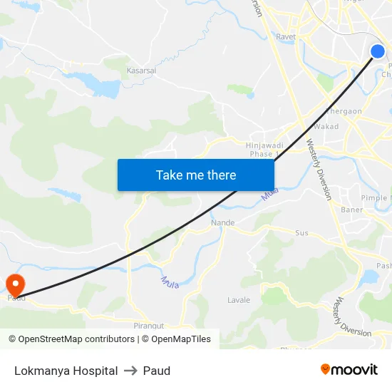 Lokmanya Hospital to Paud map
