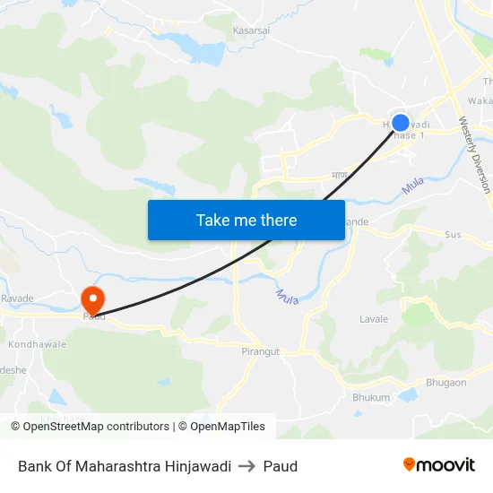 Bank Of Maharashtra Hinjawadi to Paud map