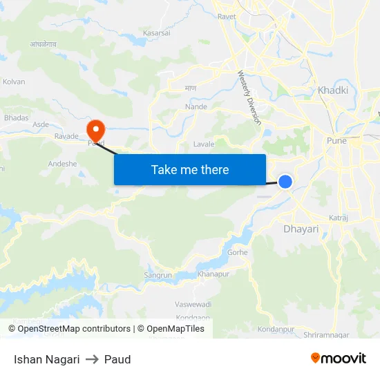Ishan Nagari to Paud map