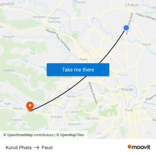 Kuruli Phata to Paud map