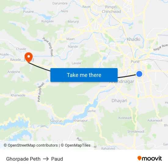 Ghorpade Peth to Paud map