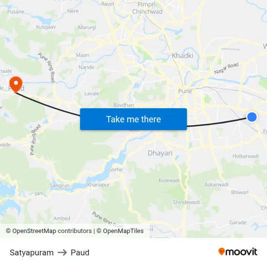 Satyapuram to Paud map