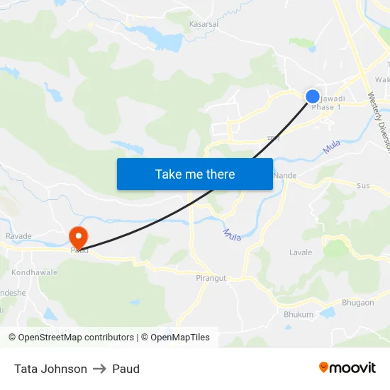Tata Johnson to Paud map
