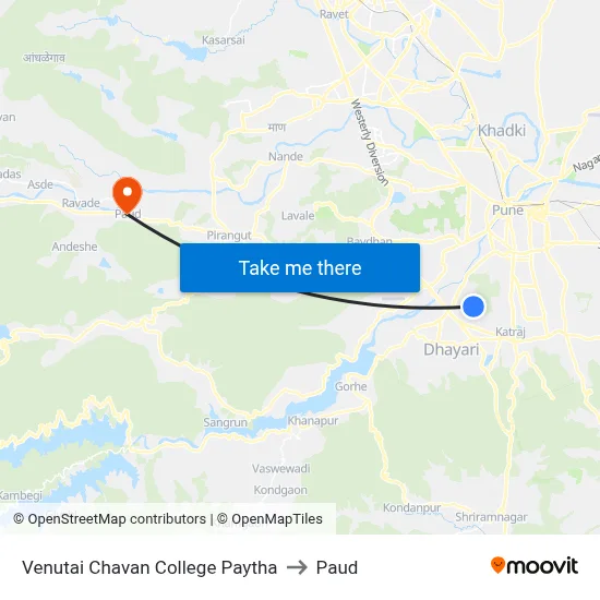 Venutai Chavan College Paytha to Paud map