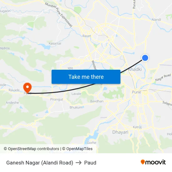 Ganesh Nagar (Alandi Road) to Paud map